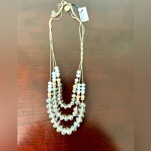 New White House Black Market Elegant Gold and Crystal Beaded Necklace